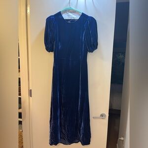 Reformation Blue Velvet Dress